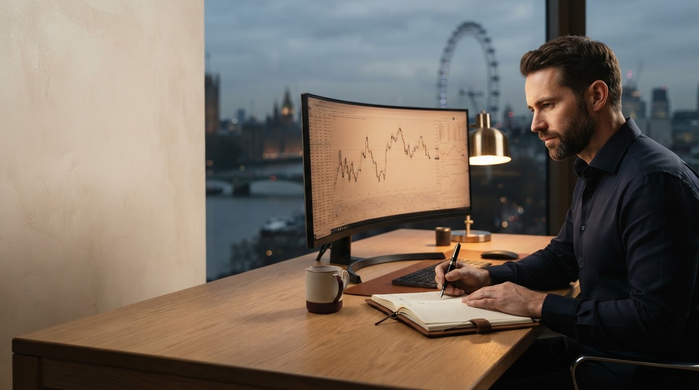 FXPremiere abstract visualisation of market data flowing through an AI analysis engine